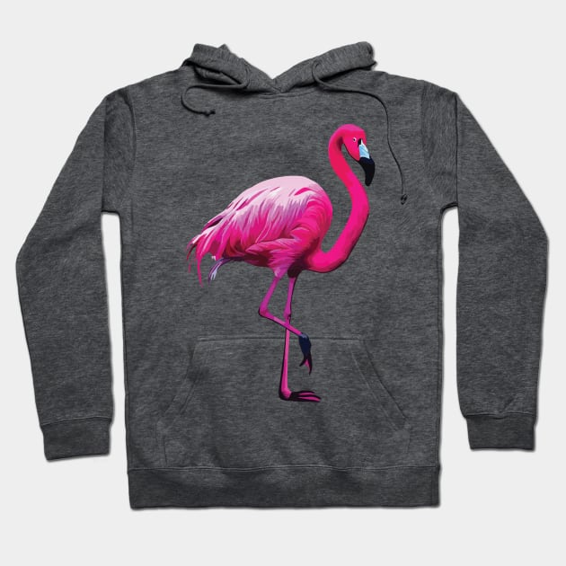 Pink Flamingo on Grey Hoodie by Geminiartstudio